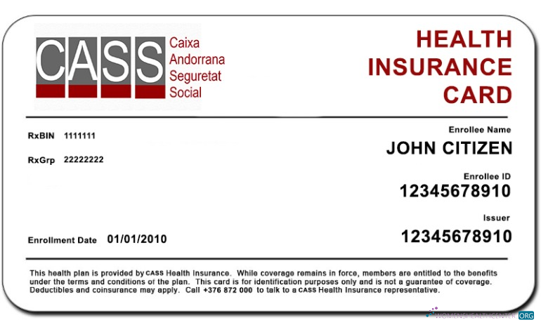 Download Andorra CASS health insurance card Photoshop template